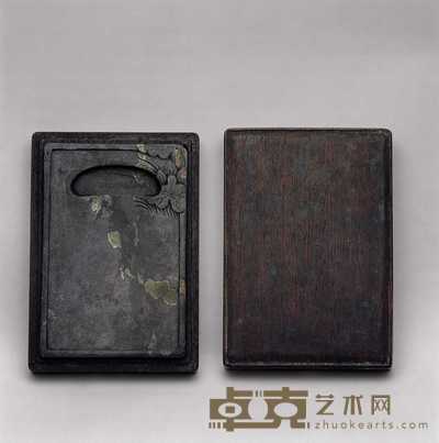 清 翡翠斑花卉端砚 14×9.5×1.5cm